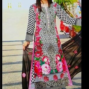 Botique Party Wear Embroidery Dress- Size Large